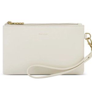 Pixie Mood Paris Double Zip Pouch - color Coconut Cream Pebbled